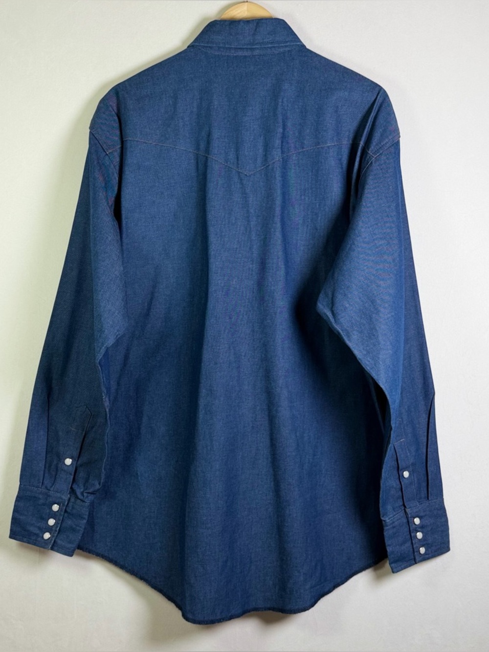 Wrangler Men’s Denim Western Pearl Snap Shirt Cowboy Core Ranchwear Sz XL Tall - Picture 8 of 11